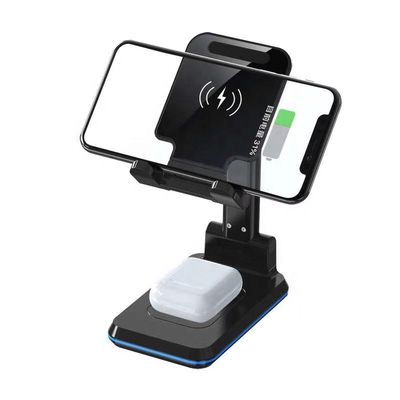 Dual Coil Wireless Charging Station 10W Foldable Portable Phone Holder